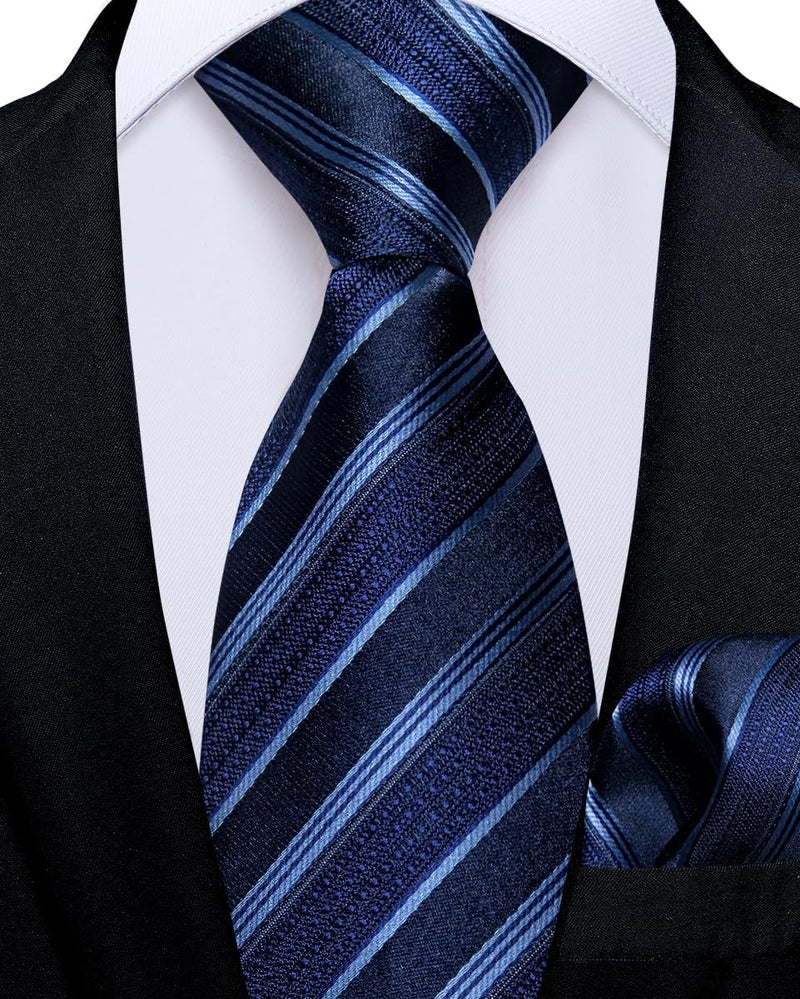 DiBanGu Boys Pre-tied Neckties and Pocket Square Set Adjustable Strap Tie for Kids Wedding Party Graduation School Uniforms - Image 2